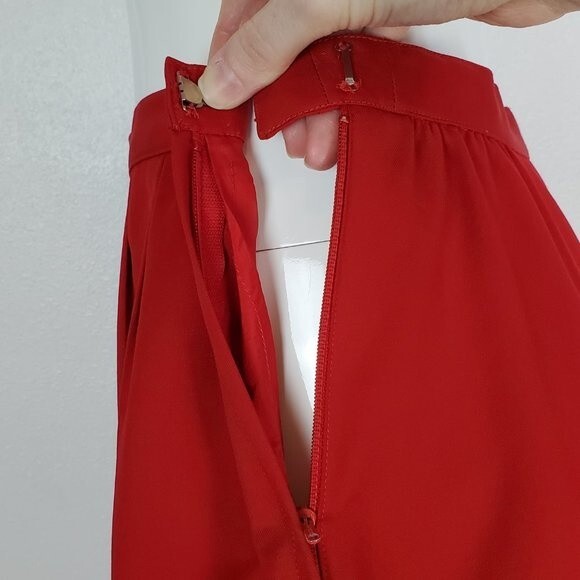 Vintage 80s Adele Simpson Red Wool Pencil Skirt - Picture 5 of 7